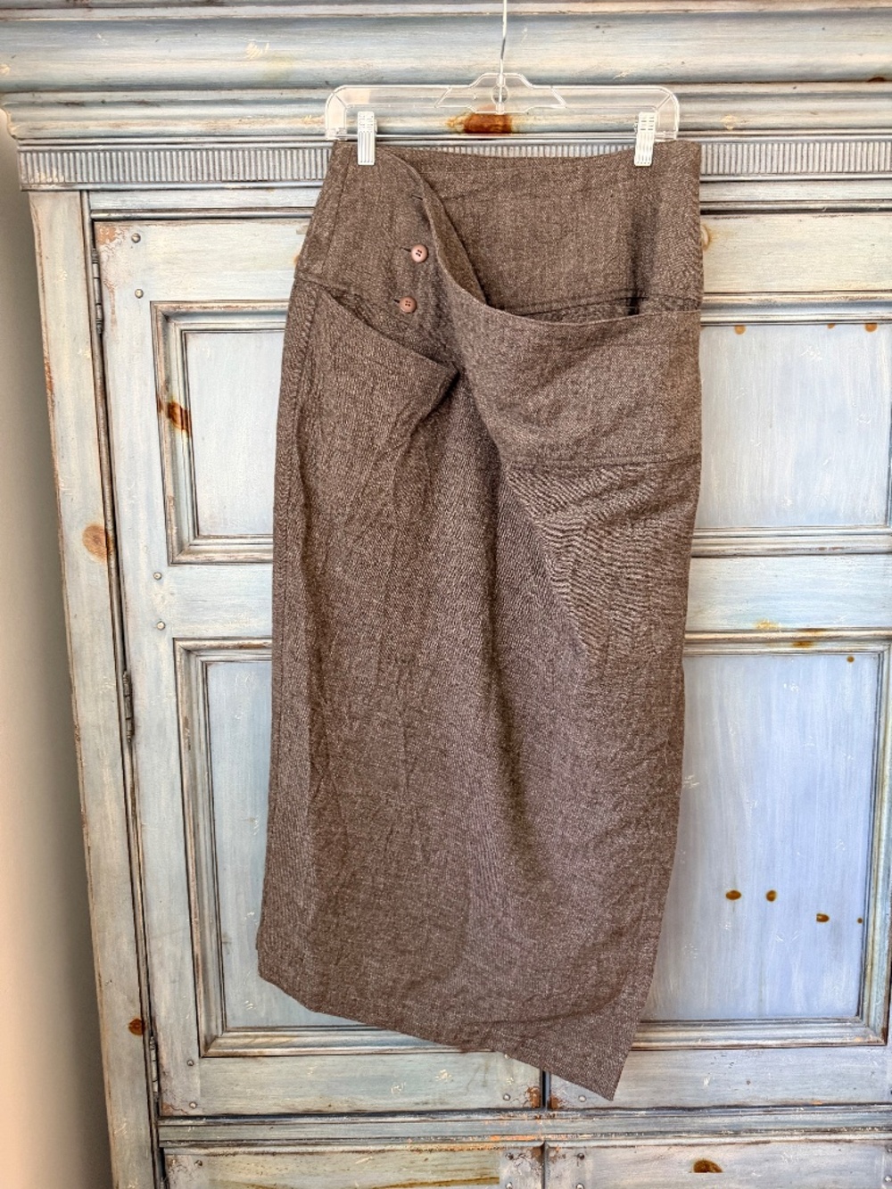 Vintage Issey Miyake MIdi Wool Skirt in Brown Size M